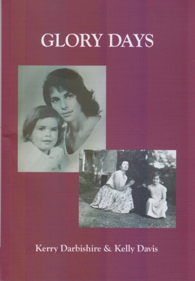 The jacket is maroon. Title is in white caps, centred, at the top. The author's names are in small white lower case, centred at the bottom. In the middle are two monochrome photos, one placed to the left, one to the right, and overlapping by a corner in the middle. The top photo is a head and shoulders of a mother with her little girl, probably about three years old. The bottom one shows a mother crouching int he garden with a somewhat older daughter, both posed in summer clothes.