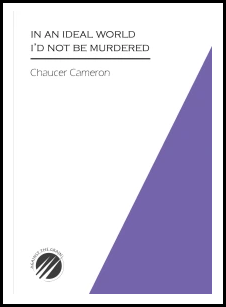 The jacket follows the design format of Against the Grain press, which is a white A5 booklet, with a triangular area (right hand bottom corner nearly up to top) picked out in purple. The title is in small grey caps, left justified over two lines in the top left-hand corner, with a bold black line under it. Below this the author's name in paler grey lower case. The publisher's logo is in the bottom left hand corner, a small black circle with three white spikes pointing from the left towards the right hand edge.