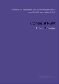 The jacket is a fairly dark purple, no images. All text is right justified in the top half. First an endorsement quote in small white lower case. An inch below the title in bold black lower case: larger than other text but not huge, and not especially legible actually. Below this the author's name in white, ordinary lowercase.