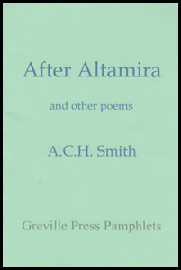 The jacket is pale turquoisey blue. All text is black and centred. First and largest the title, then small on line below the subtitle 'and other poems'. Then the author's name. At the foot of the jacket, slightly smaller than the author, 'Greville Press Pamphlets'. No images.