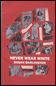 The jacket is and orangey red. More or less centred is a black and white photograph laid out in pieces3, like a jigsaw puzzle so you can't see whether it's one photo or more than one, or how it fits together. Ther eare people in it, and a woman's face in profile catches the eye top right. The pieces divide into two sets and the break occurs about two thirds down the jacket. In the red area this creates, the collection title appears centred in medium large bold sans serif caps, with the author's name in the same caps but significantly smaller immediately below.