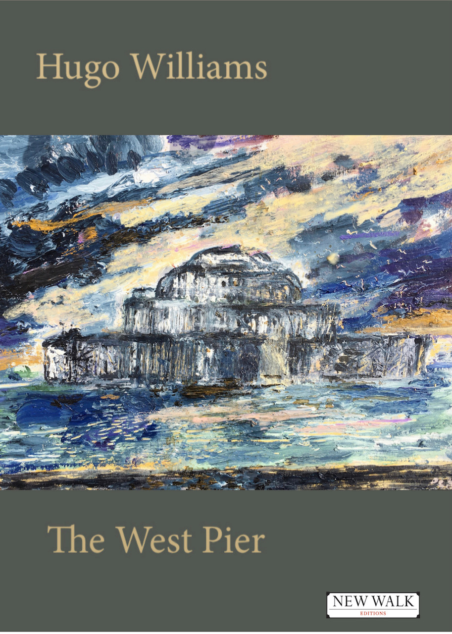 Olive green cover with a painting of Brighton's West Pier across the central part, and pale yellow lettering above and below this
