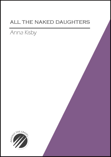 The jacket is A5. A purple isosceles triangle colours the right hand corner and reaches nearly, but not quite up to the top corner. On the left hand (white) side of the cover, the title of the pamphlet appears in smallish black caps (very neat) in the top fifth. Below this a bold black line. All is justified left, including the name of the author in paler, smaller lower case, below the line. There is a logo in the bottom left corner, a black circle with what look like three white icicles or spears pointing up through it from left to right. It is too small in this image to work out what it is doing, though there is some lettering on the outside of the circle, probably the name of the press.