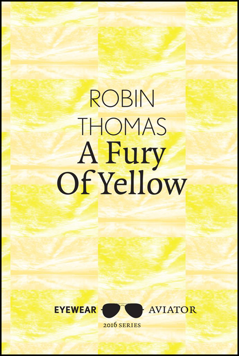 All text is centred in black. First the author's name, one word per line, in thin caps. Below this, in a larger, bolder lower case, the title over two lines. The publisher's name and Aviator series logo of a pair of dark glasses is right at the foot of the page. The background is a yellow wall-paper type design, which, on this screen at least, looks like an abstract repeating design.