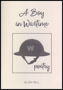 The jacket is cream is colour, with the title centred in large cursive script in the top third. Below this, inside a square box, is a photo of a soldier's helmet, with a W on it. To the right, inside this box is the word 'poetry' in the same cursive script. The author's name is in small caps (grey) at the foot of the jacket, centred.