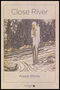 Sepia cover with coloured etching/ painting of a figure standing by a river. Retro