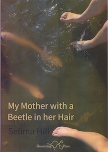 The entire jacket is a full colour photograph of of the feet and lower legs of three children, paddling in water over sand. The book title is in large lower case, in the bottom left hand corner, a couple of inches up from the bottom. The colour of the letters is light, like light sand. The sand beneath the water is much darker. The author's name is in black below this title and quite hard to see at all on screen. Centred at the foot of the jacket is the title of the press (very small) with the shoestring (piece of string) logo.